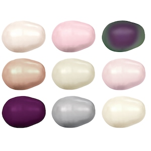 May include: Nine pearl-like, oval-shaped paint samples in various shades of white, pink, purple, and grey.