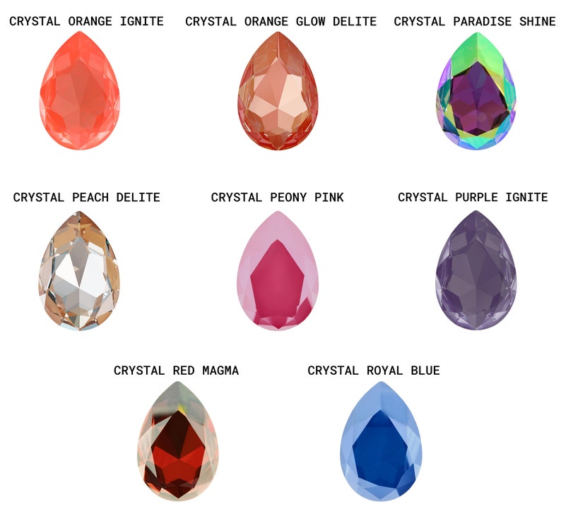 PRIMERO Crystals 4327 Pera Piedras de fantasía de la más alta calidad Fabricado en Austria Varios efectos de cristal Cristales de piedras de fantasía con parte trasera puntiaguda imagen 8