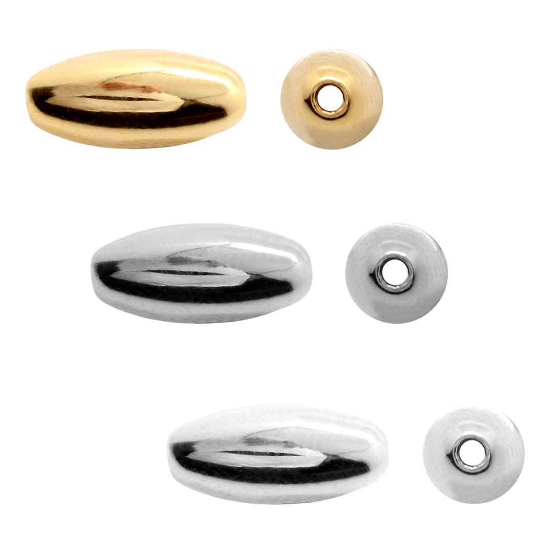 Oval Shape Bead Raw Solid Brass Spacer 7,2x6,5mm 9/32x1/4 hole 4