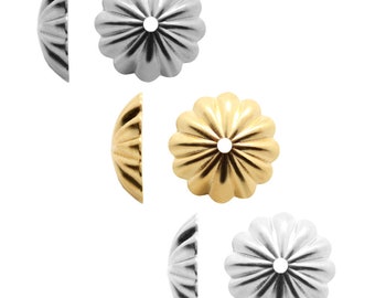 Accessori per perline, tappi, estremità, barre, in ottone, metallo, a forma rotonda, misura 10 mm - Oro, Argento placcato, colore rodio - 20 pezzi - Accessori per la creazione di gioielli