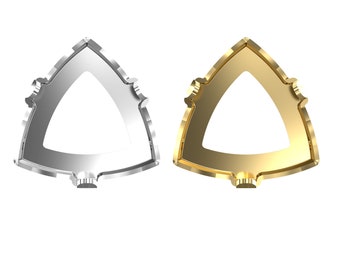 4799 Ajustes de metal con parte posterior abierta en forma de triángulo con puntas - Se ajustan a 4799 Cristales de fantasía de triángulo prismático - Diferentes revestimientos - Para coser