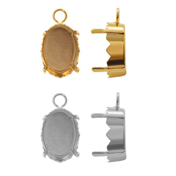 Brass Metal Bezel Bail: 4160 Oval Stone Setting