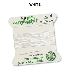 Griffin High Performance Bead Cord with Needle - White (2m/6.5ft) 04 - .024in - 0.60mm