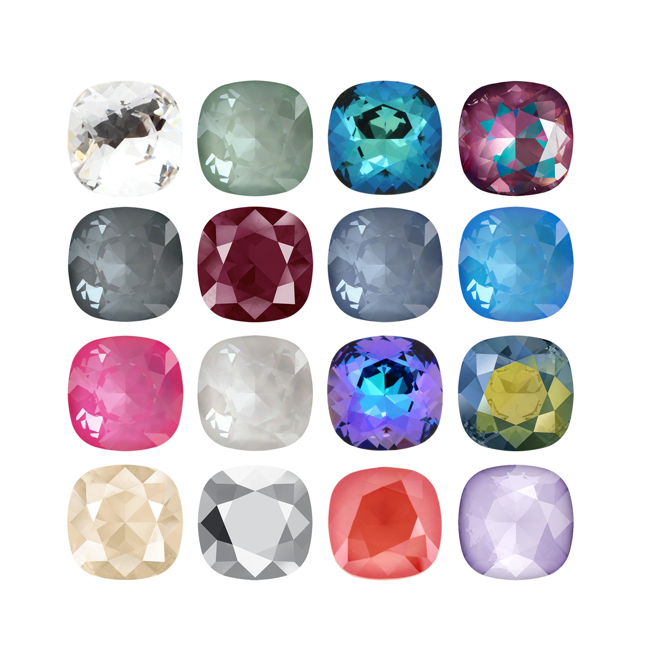4470 Cushion Square Primero Crystals Fancy Stones - Swarovski Alternative - Crystal Colors - for Jewelry Making, Stone setting, Gluing