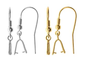 Sterling Silver Earring Hooks with Pinch Bail (28x3mm)