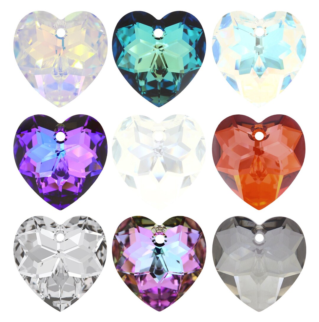 PRIMERO Crystal 6215 Heart Pendants Many Colors Available in 18mm Size ...