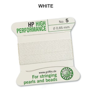 Griffin High Performance Bead Cord with Needle - White (2m/6.5ft) 05 - .026in - 0.65mm