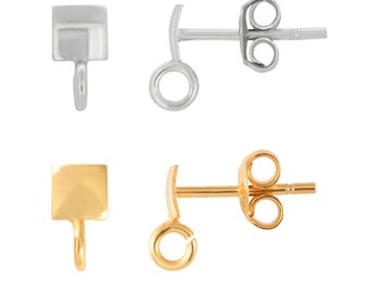 925 Zilveren Stud Posts Earring bevindingen 7,5x4mm maat 1 paar - Verschillende platings - Open ring, met oormoeren - Sieraden maken Oorbel bevindingen