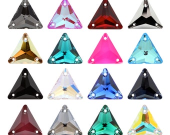 AUREA Crystals A3270 Triangle Sew-On Stones Crystals - Triangle Flat Back Shape - 3 Holes - Crystal Colors - For Sewing & Embellishing