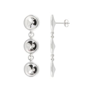 925 Silver Stud Post Dangle Earrings 1 pair - For gluing Rivoli Shape Round Stone Crystals 6mm, 8mm - Stud Earrings - Jewelry Findings