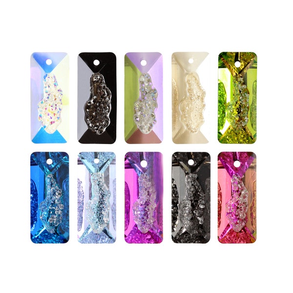 AUREA Crystals A6925 Rectangle Pendants Crystals - Various Crystal Colors - Center Drilled Pendants - Rectangle Shape - Jewelry Making