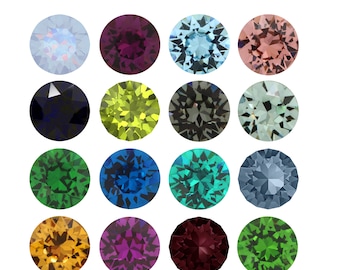 PRIMERO Crystals 1088 Chaton - Piedras redondas de la más alta calidad - Hecho en Austria - Colores de cristal lisos - Cristales en punta - Forma de Chaton