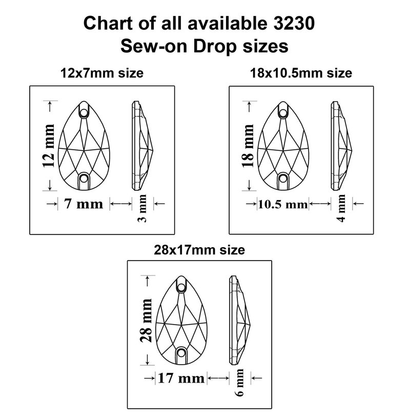 Swarovski Crystal 3230 Pear Drop Flat Sewon Stones Crystals Etsy