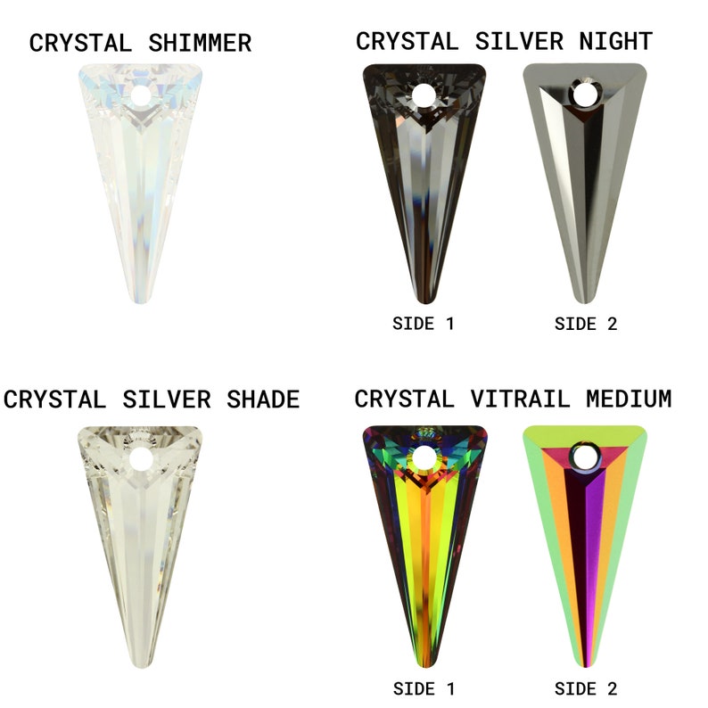 PRIMERO Crystals 6480 Spike Pendenti in cristallo di altissima qualità Prodotto in Austria Pendenti a punta con foro centrale per la creazione di gioielli immagine 6