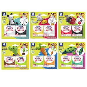 FIMO® Kids Oven Hardening Polymer Modelling Clay - Funny Modelling Sets for Kids - 8 Different Basic Simple Themes - Designed for Children