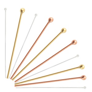 925 Silver Ball Head Pins - For holding beads and making loops - Various lengths available in silver or gold plated silver option