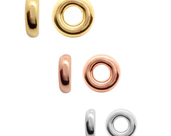 925 Silver Round Donut Beads Spacers - Available in 3.5mm, 4.5mm, 5.5mm, 7mm, 9mm sizes - Silver, Gold, Rose Gold plated - Jewelry Findings