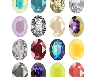 PRIMERO Crystals 4120 Oval - Highest Quality Fancy Stones - Made in Austria - Various Crystal Effects - Pointed Back Fancy Stones Crystals