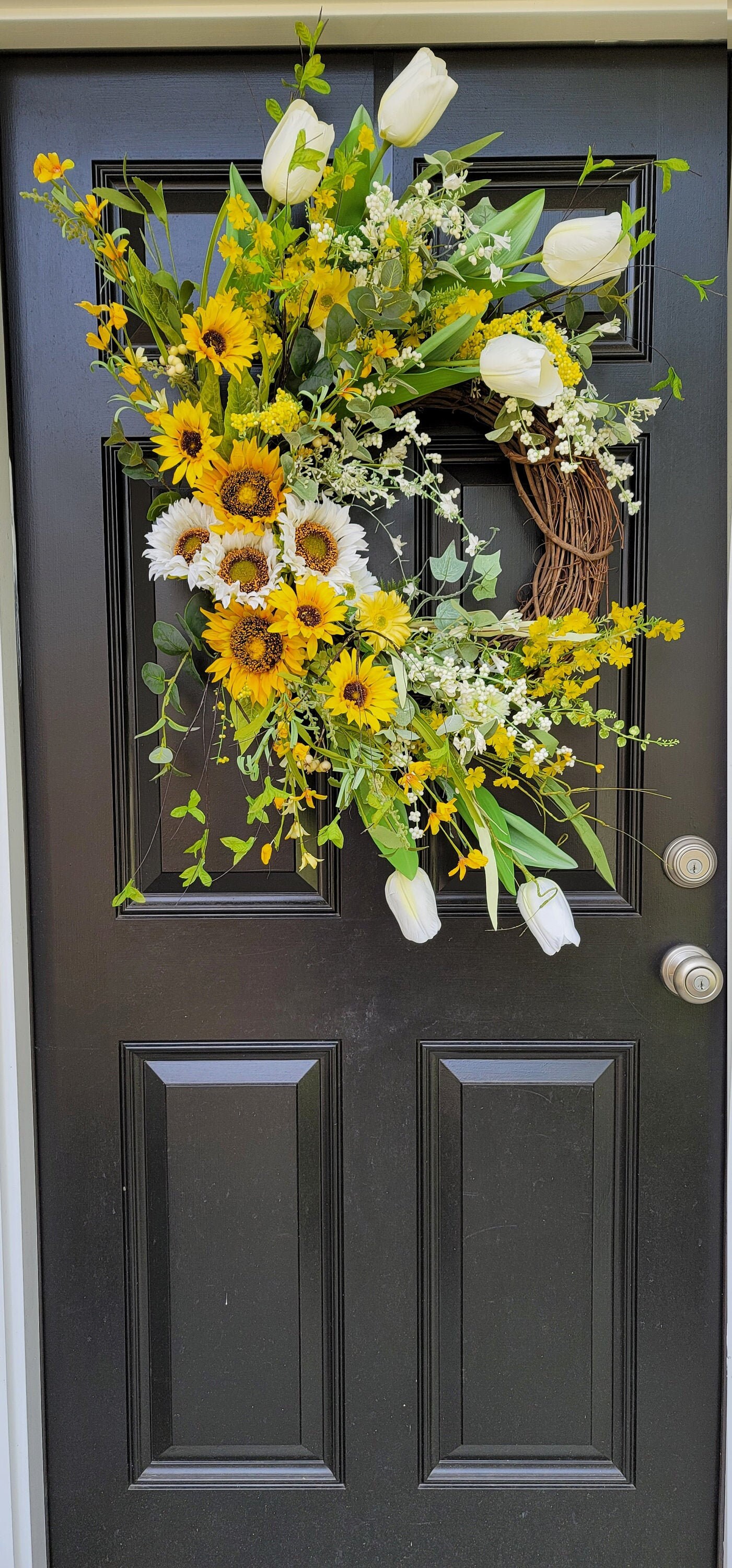 Summer Sunflower Front Door Wreath Sunflower Wreath White - Etsy