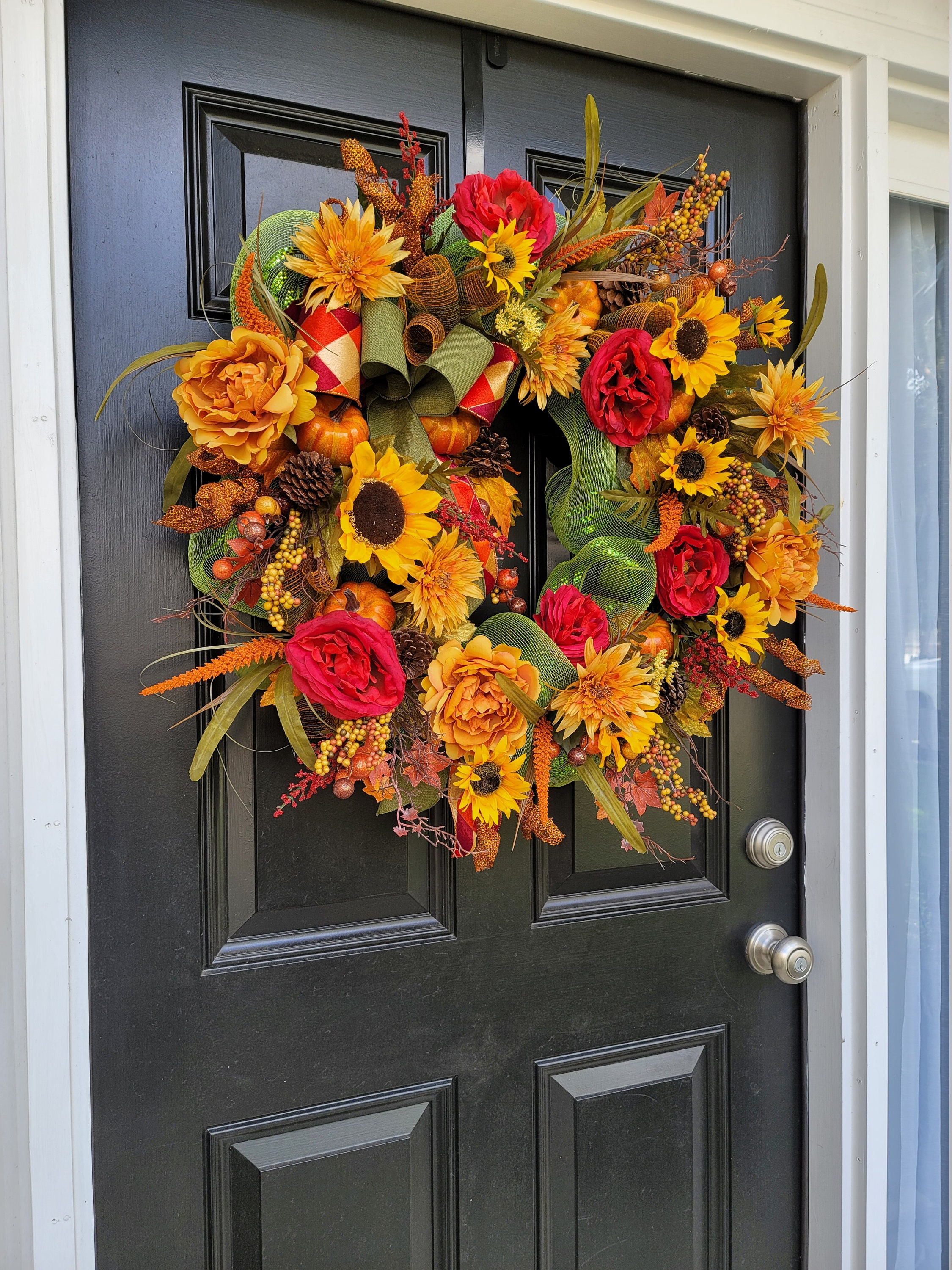Fall Sunflower Front Door Wreath Designer Fall Wreath for - Etsy