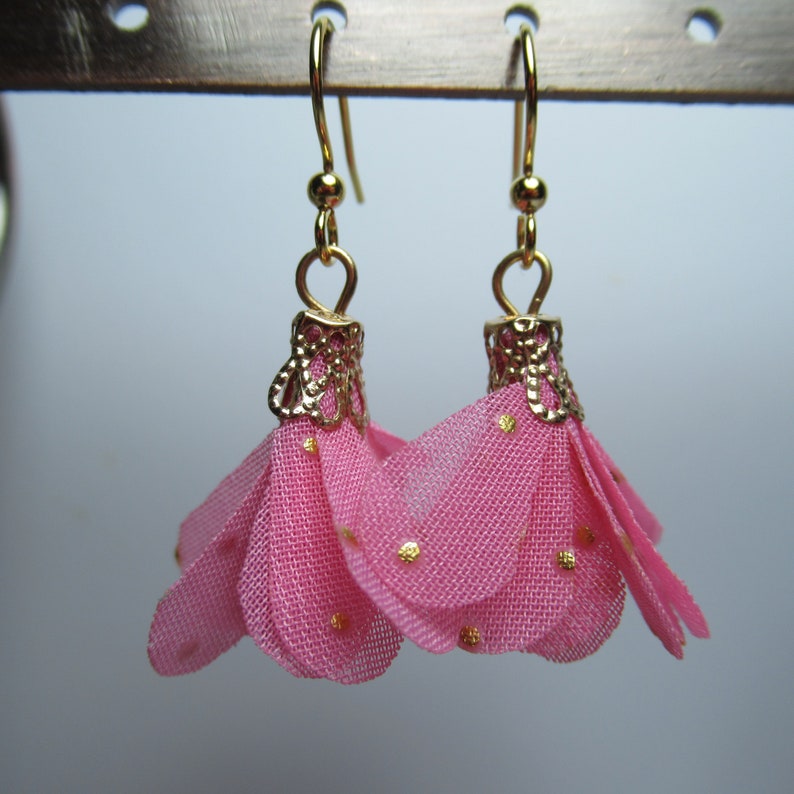 Bushy Fabric Flower Earrings Choose Color