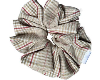 XL Scrunchie Extra Wide Elastic- Neutral Tartan