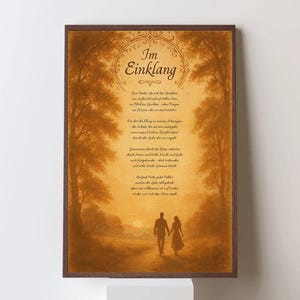 Gedrucktes Poster A4 – Liebesgedicht „Im Einklang“ – romantisches Poesie-Poster für Zuhause, Paar-Geschenk, moderne Wanddeko, Gedicht, Liebe