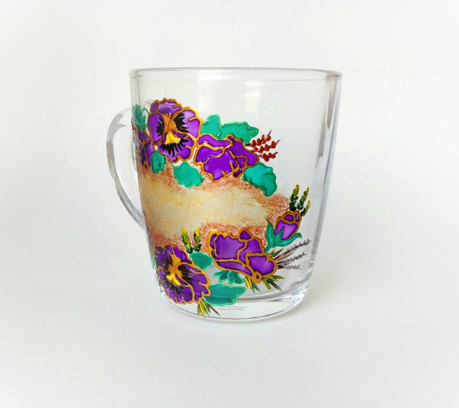 UniqueMugs Handmade Hand Painted Coffee Mug Glass Tea Cup Etsy