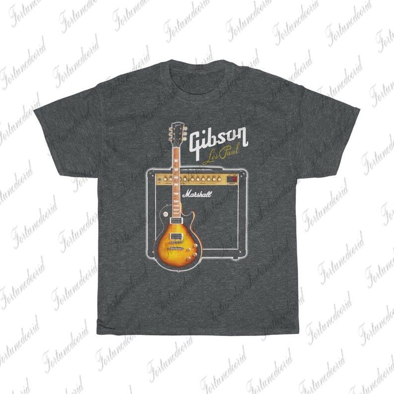 Gibson Les Paul T Shirt Guitar With Amps Marshall Tee Shirt Etsy
