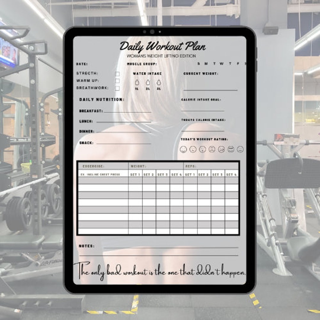 Women's Workout Planner, Printable Women's Workout Planner ...