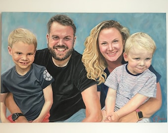 Retrato personalizado, pintura al óleo: familias, niños, mascotas, parejas, individuos, bodas; pintura original; varios tamaños disponibles