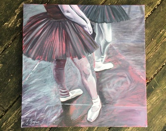 Bailarinas, pintura al óleo de Emily Brown, 40 x 40 cm, pintura original, lienzo cuadrado con borde profundo estirado.