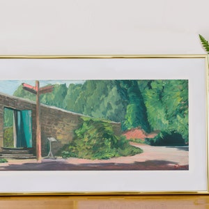 Mrs Churchill&#39;s Rose Garden, Art Print by Emily Brown, Winston Churchill, Panoramic, Digital Download, Printable Wall Art, Painting, Kent.