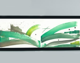 Impresión artística de paisaje abstracto de Emily Brown, descarga digital, arte de pared imprimible, pintura en tinta, Chilterns.