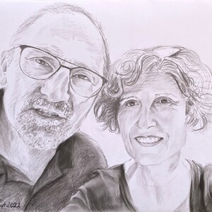 Custom Portrait, Charcoal or Pencil Drawing, Families, children, pets, couples, individuals, weddings original various sizes available image 3