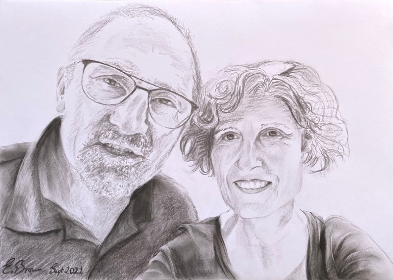 Custom Portrait, Charcoal or Pencil Drawing, Families, children, pets, couples, individuals, weddings original various sizes available image 3