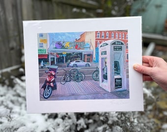 Mercado de Shepherds Bush, Londres por Emily Brown, impresión artística Giclée, impresión artística física, arte mural, fotografía de pintura al óleo, sin marco.