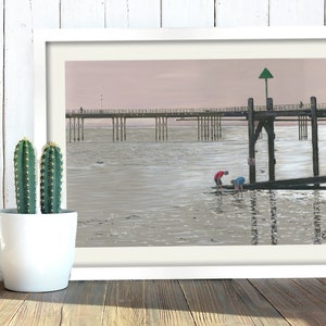 Southend Pier, Art Print, Digital Download, British Seaside, Printable Wall Art, Painting. Southend-On-Sea