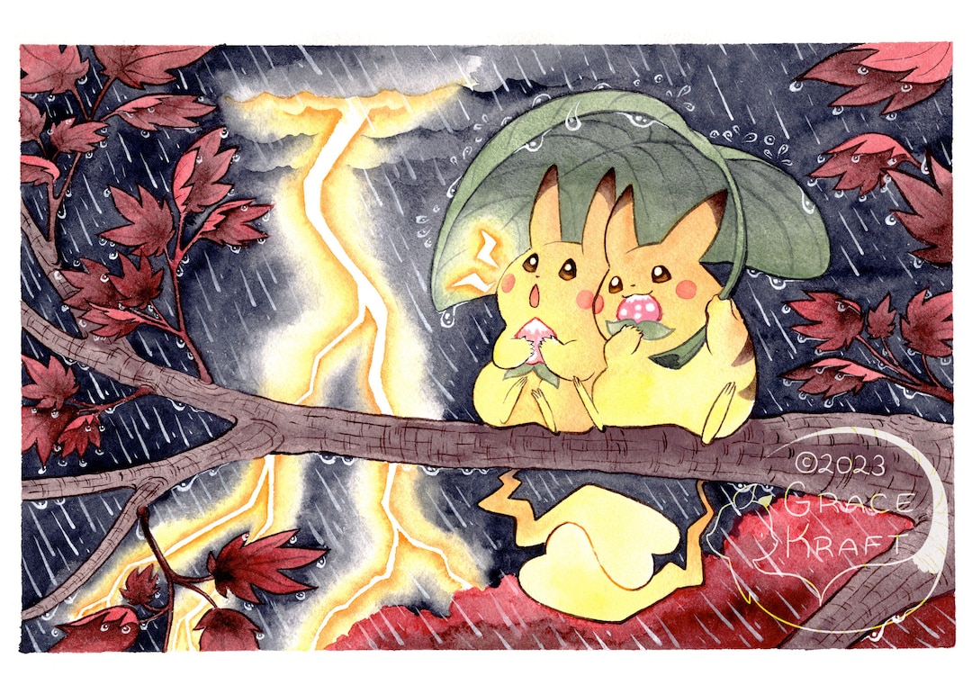 Pokemon Postcard Print Pikachu 5x7 Etsy