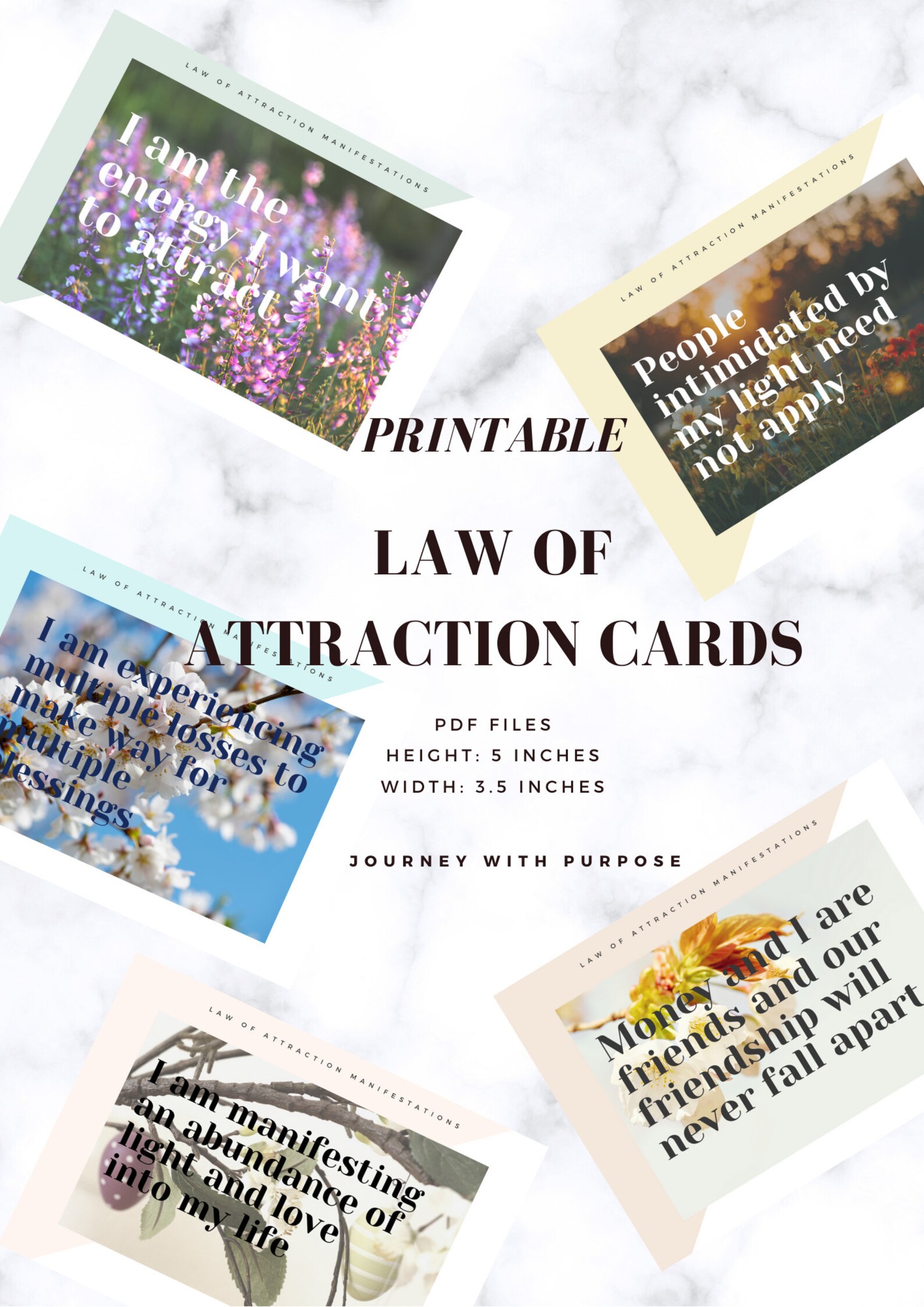 Printable Law of Attraction Cards - PDF File - Vision Board Ready - Etsy