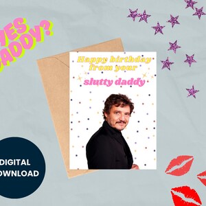 Pedro Pascal Geburtstagskarte, Grußkarte - Digitaler Download - Sofortdruck