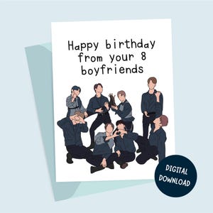 Stray Kids Birthday Card | Digital K-pop Postcard Printable | Felix Hyunjin OT8 Aesthetic Fan Art for STAY |INSTANT DOWNLOAD
