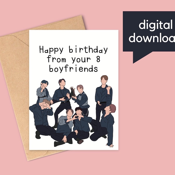 Stray Kids Birthday Card, K-pop Greeting Card - Digital Download - Instant Printing