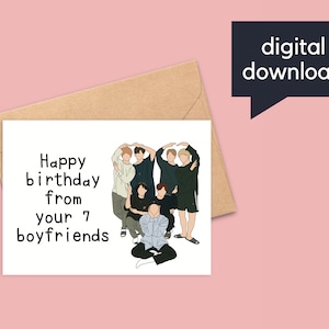 Digitale BTS K-Pop-Fotokarten | Hochwertiges Druckexemplar | Sofortdownload | Alles Gute zum Geburtstag