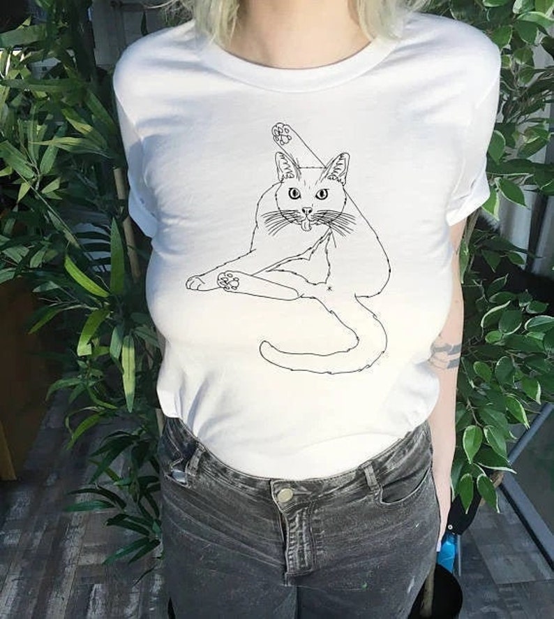 Cat Licking Butt Unisex Tshirt Etsy
