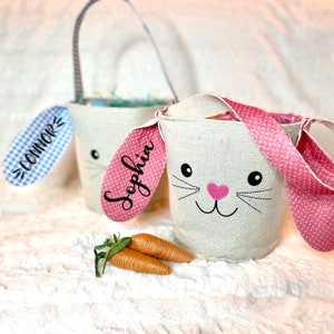 Personalized Bunny Basket - Custom Easter Basket - Choice of color and font