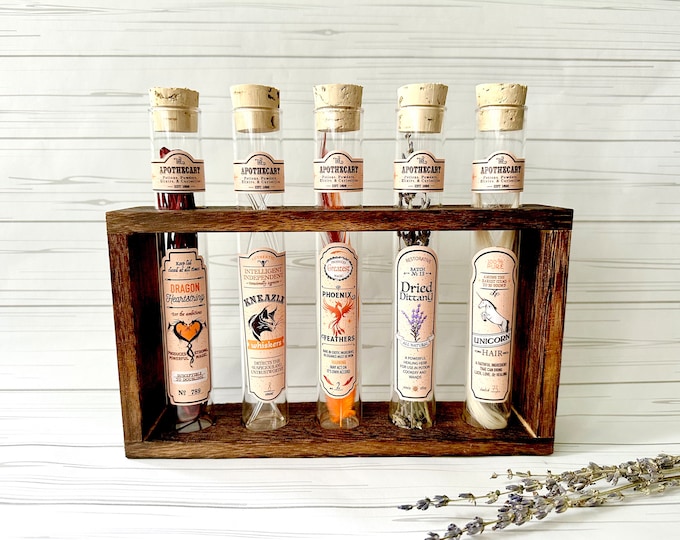 Halloween Apothecary Potion Rack: Test Tube Vials, Wand Cores Prop