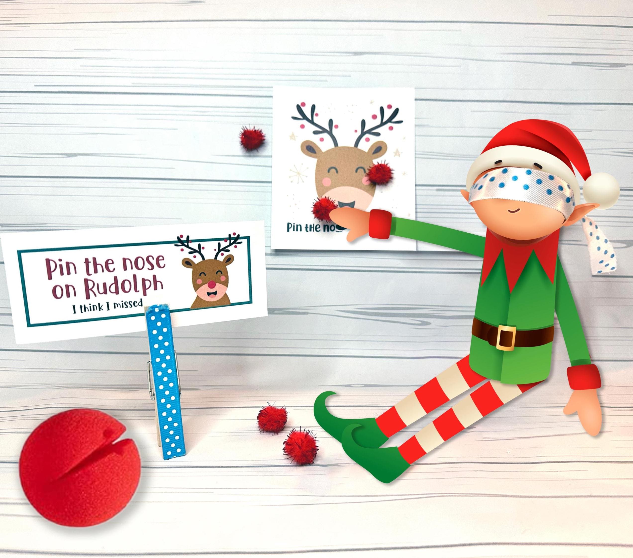 Elf Pin the Nose on Rudolph Prop Set | Elf Activity Kit - Etsy