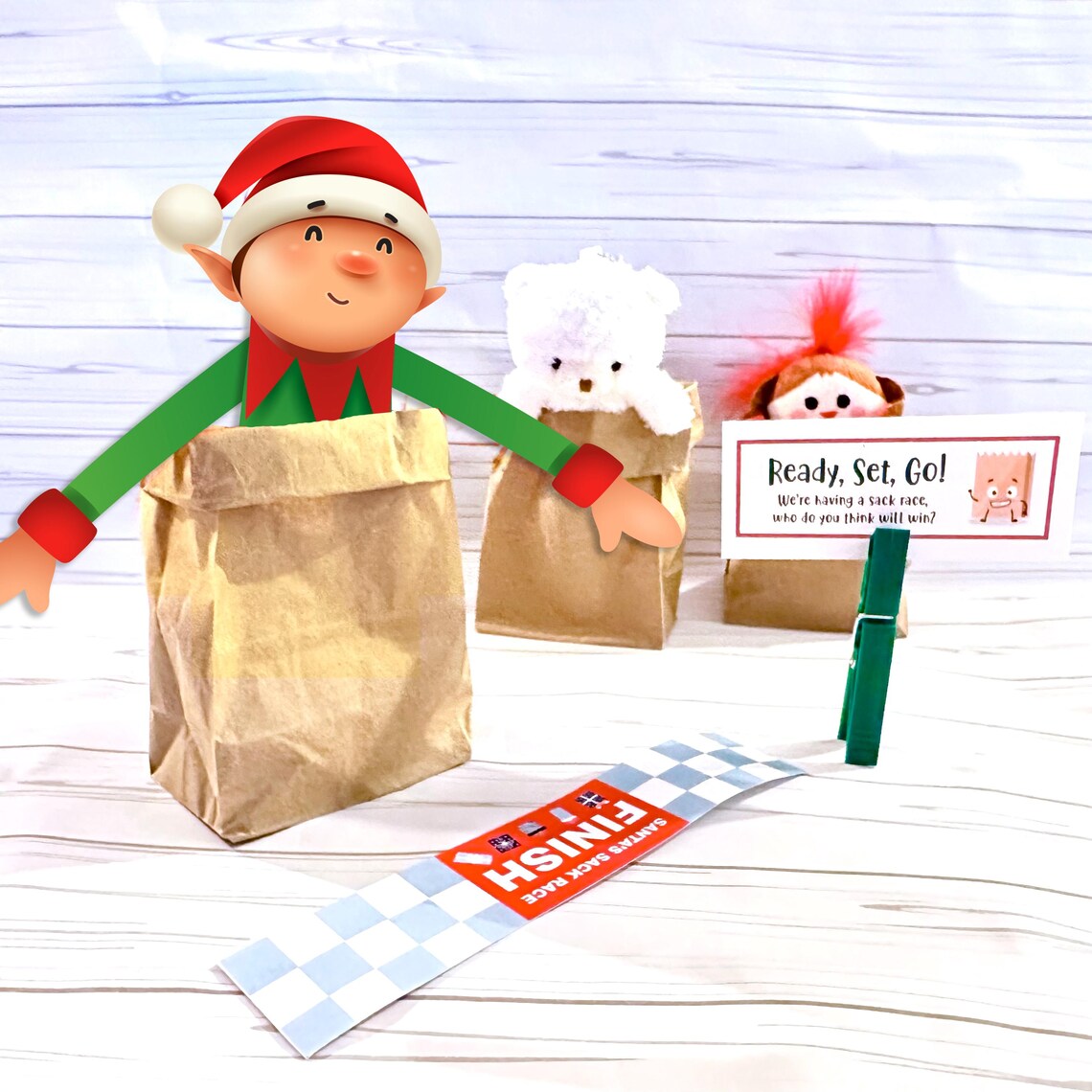 Elf Sack Race Prop Set | Elf Activity Kit - Etsy