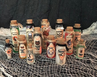 Halloween Potion Bottles: Filled Prop Apothecary Set